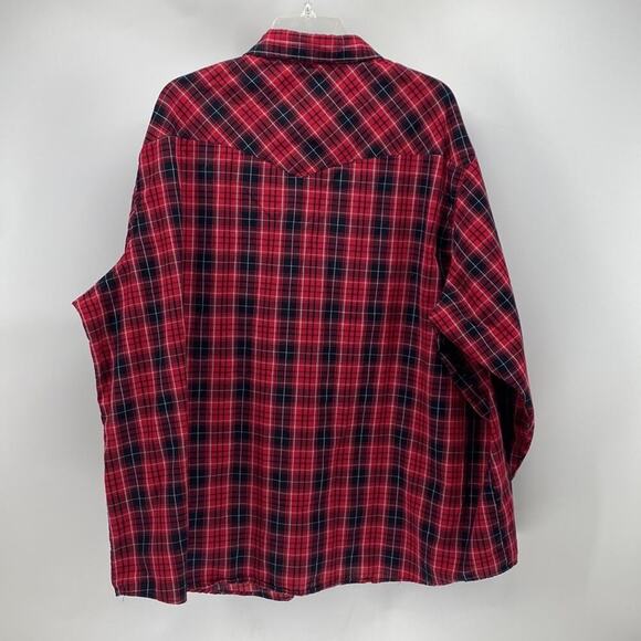 Wrangler red plaid snap buttons western outdoor casual button down sz 3XL - Picture 6 of 7